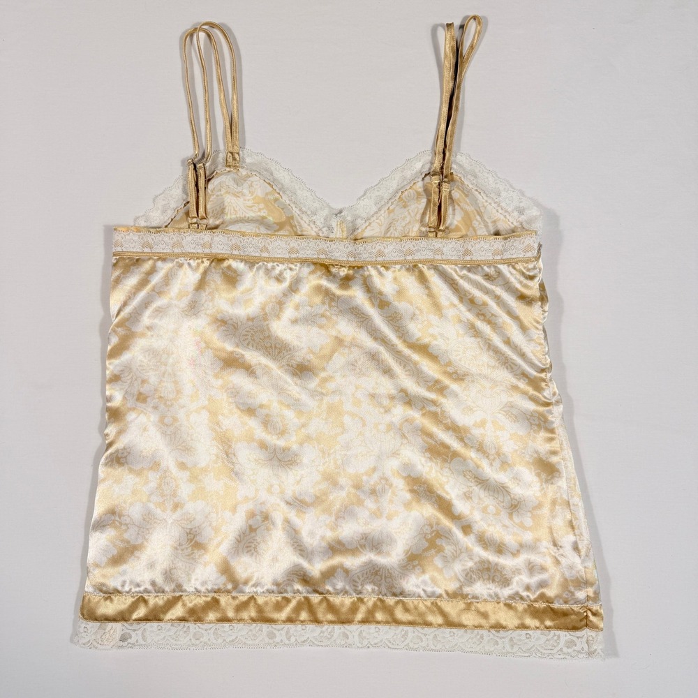 Y2K Kenzie Intimates Gold Lace Rhinestone Camisole Large Satin Lingerie Sleep - Picture 6 of 11